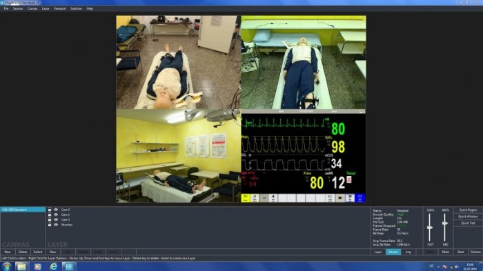 Quad-Split using FFsplit, 3 webcams and a capturecard for the Laerdal Patient Monitor